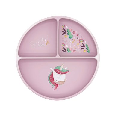 Assiette avec ventouse en silicone - Sparkly la licorne