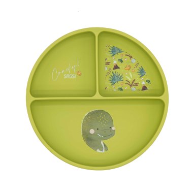 Assiette avec ventouse en silicone - Cracky le dinosaure